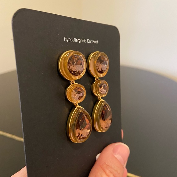 NWT J. Crew triple stone drop statement earrings - Picture 9 of 16